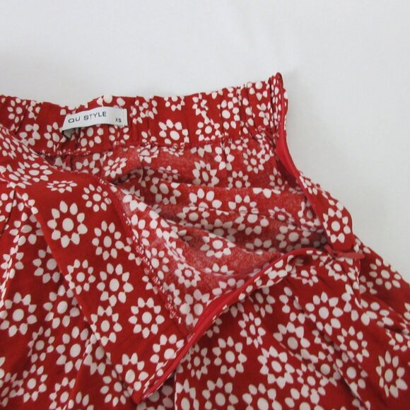 Tween Girls Skort Skater Style Skirt w/ Built In Shorts Size XS Red White Floral - Picture 8 of 10